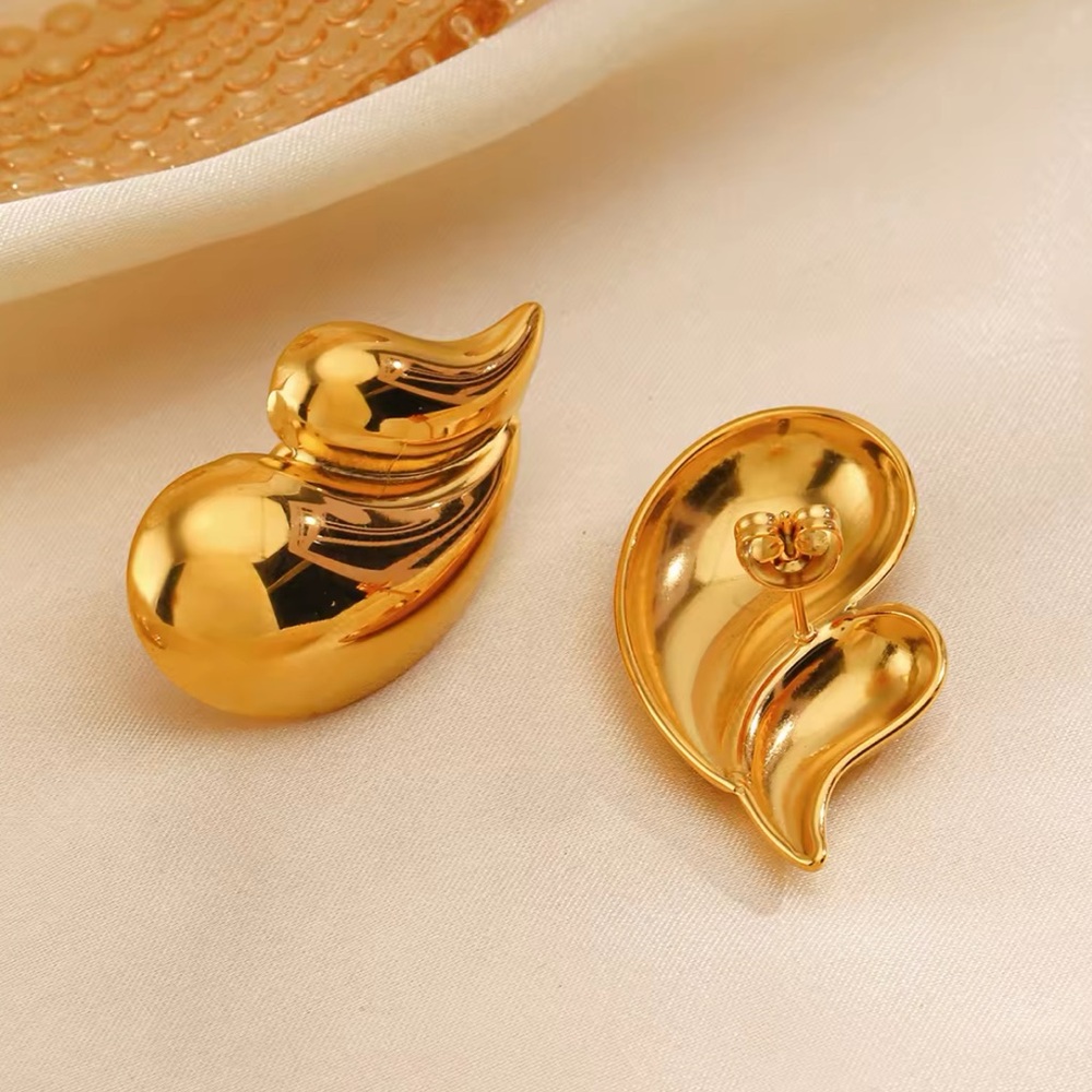 ◾️18k Gold Plated Double Layered Water Drop Stud Earrings